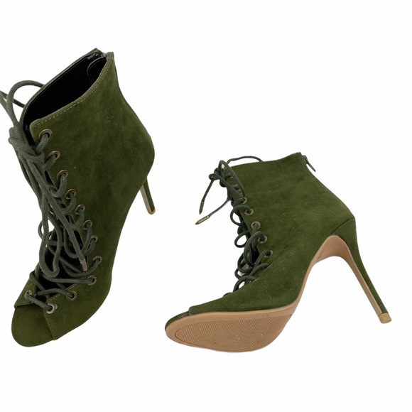 Shoe Republic LA Shoes - Shoe Republic Keyle Suede Lace Up Heeled Booties 6